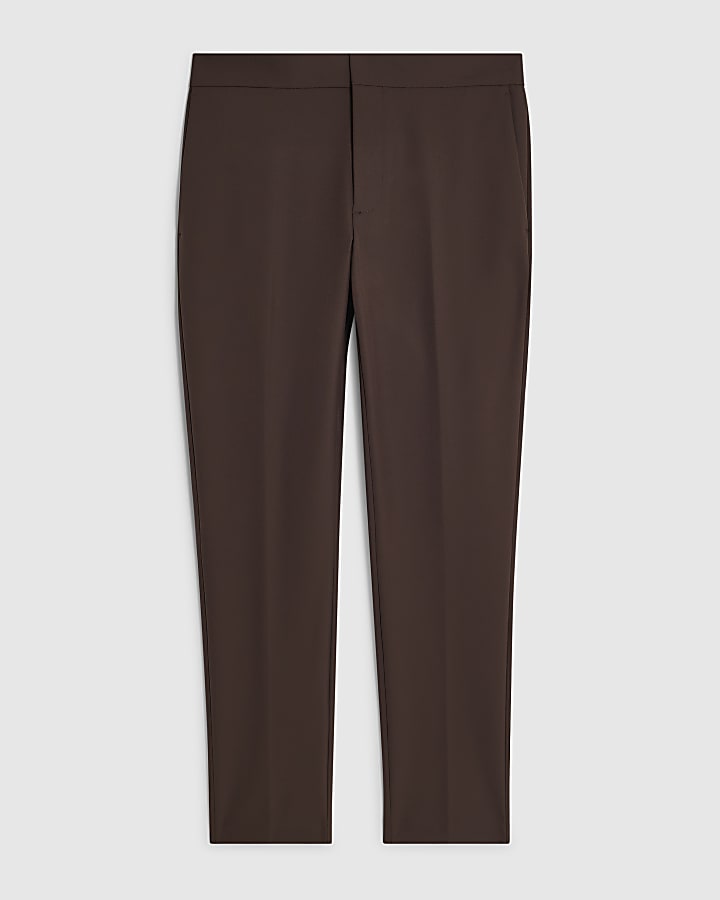 Brown Skinny Fit Suit Trousers