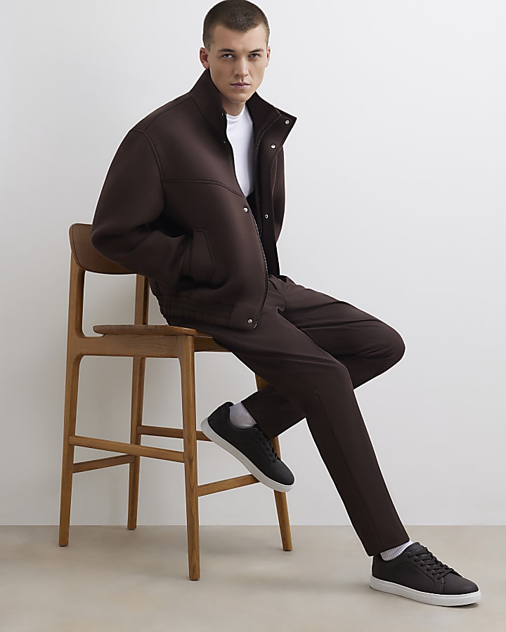 Brown Skinny Fit Suit Trousers