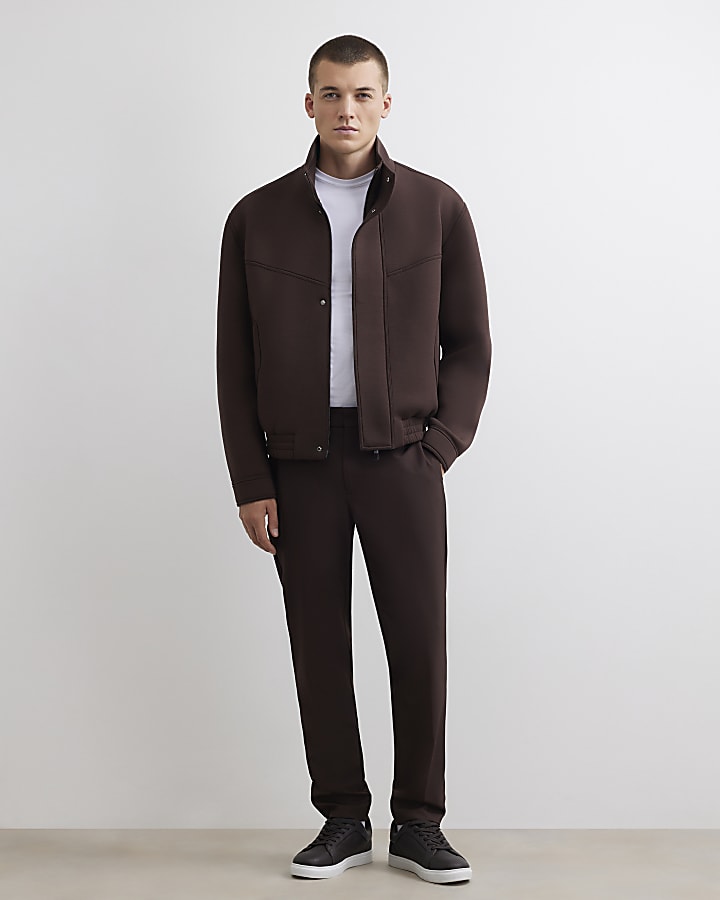 Brown Skinny Fit Suit Trousers