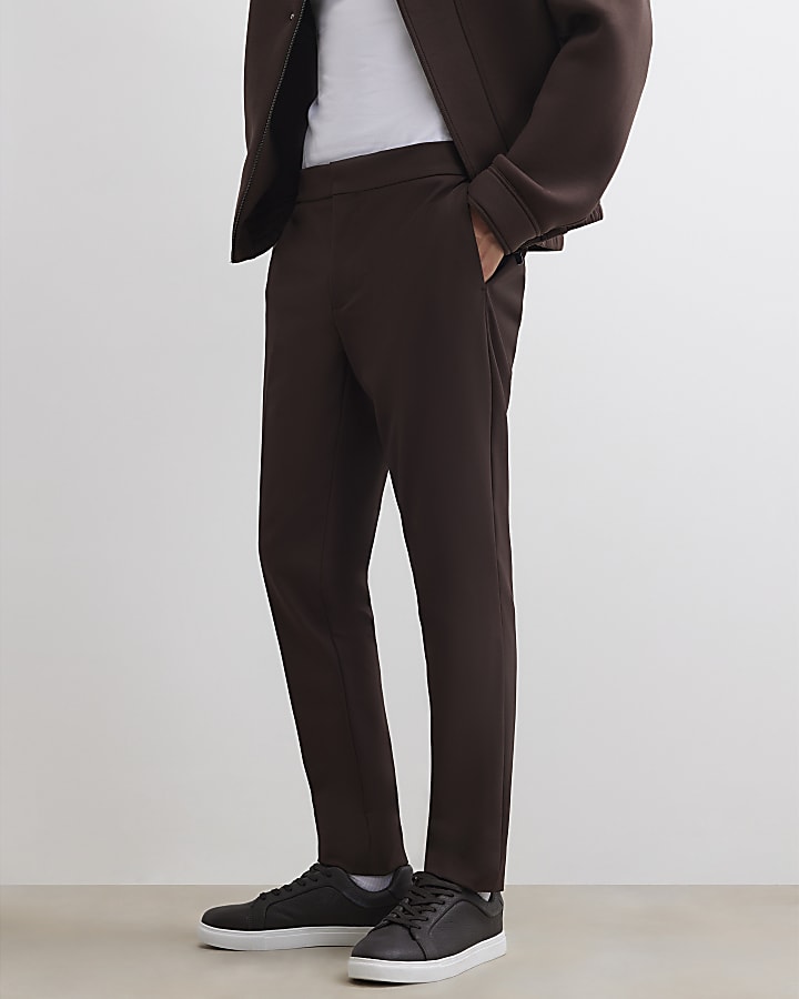 Brown Skinny Fit Suit Trousers