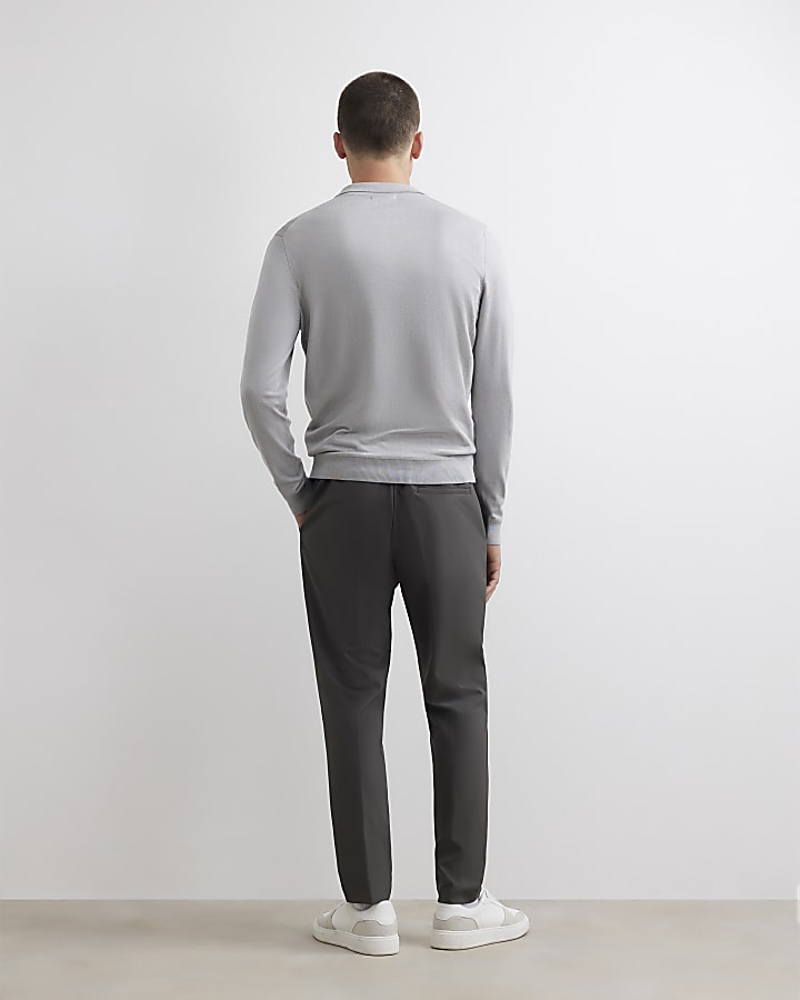 Grey Skinny Fit Comfort Suit Trousers