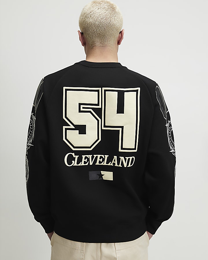 Black Oversized Fit 54 Cleveland Sweatshirt