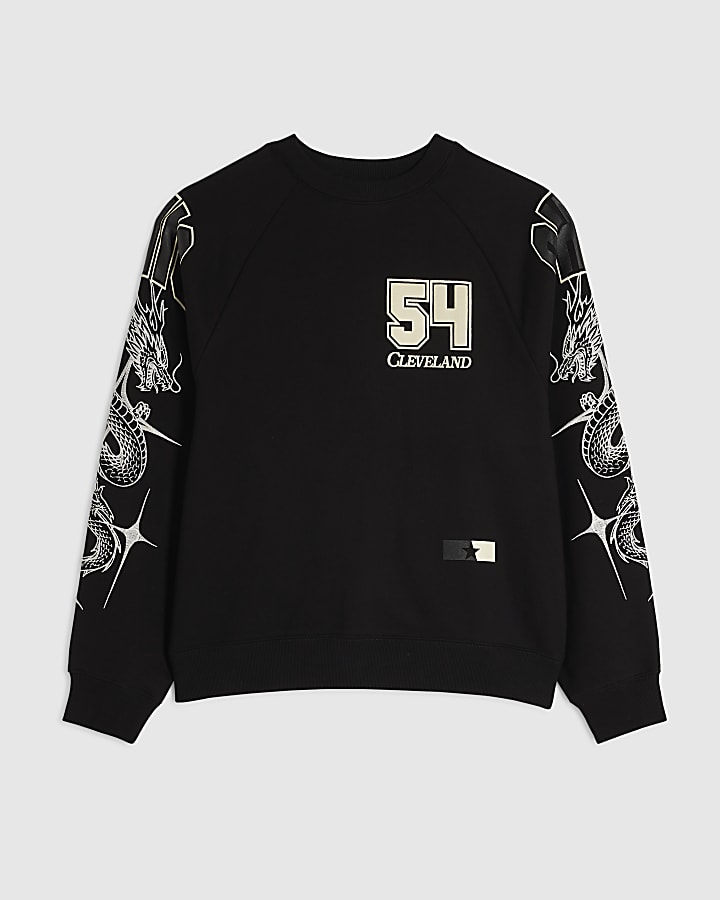 Black Oversized Fit 54 Cleveland Sweatshirt