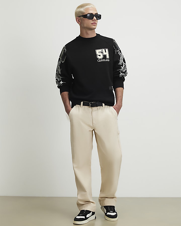 Black Oversized Fit 54 Cleveland Sweatshirt