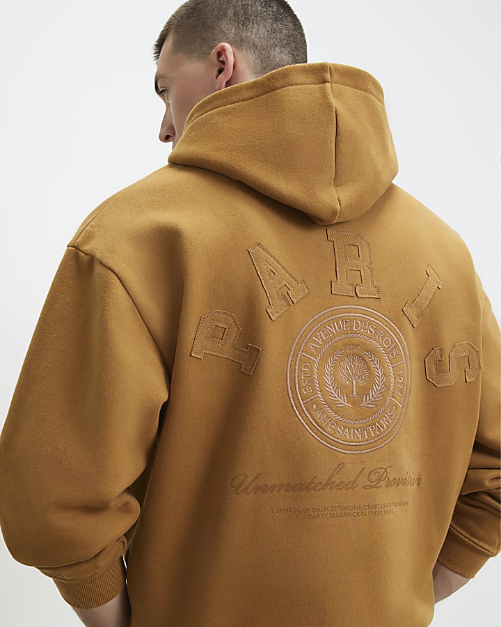 Yellow Oversized Fit Paris Crest Hoodie
