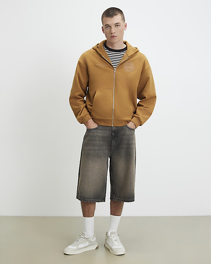 Yellow Oversized Fit Paris Crest Hoodie