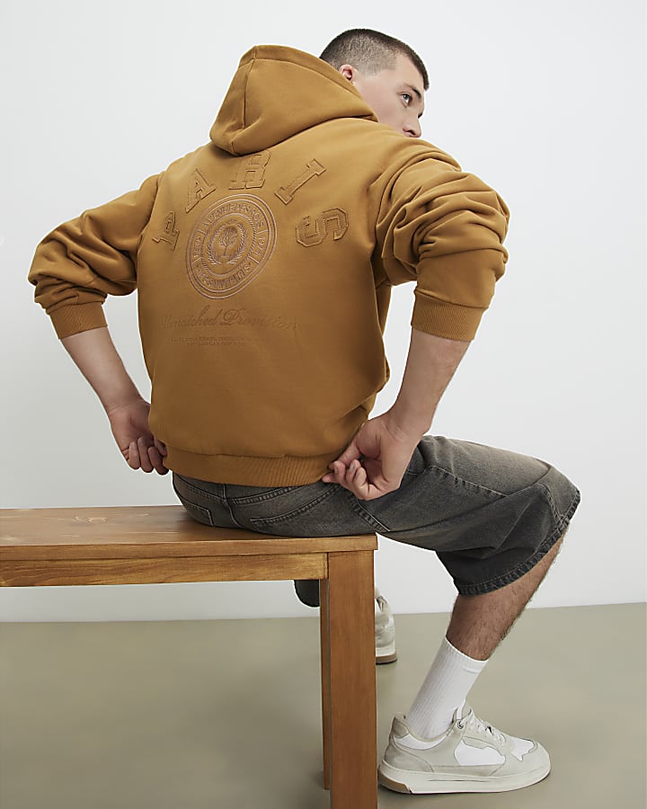 Yellow Oversized Fit Paris Crest Hoodie