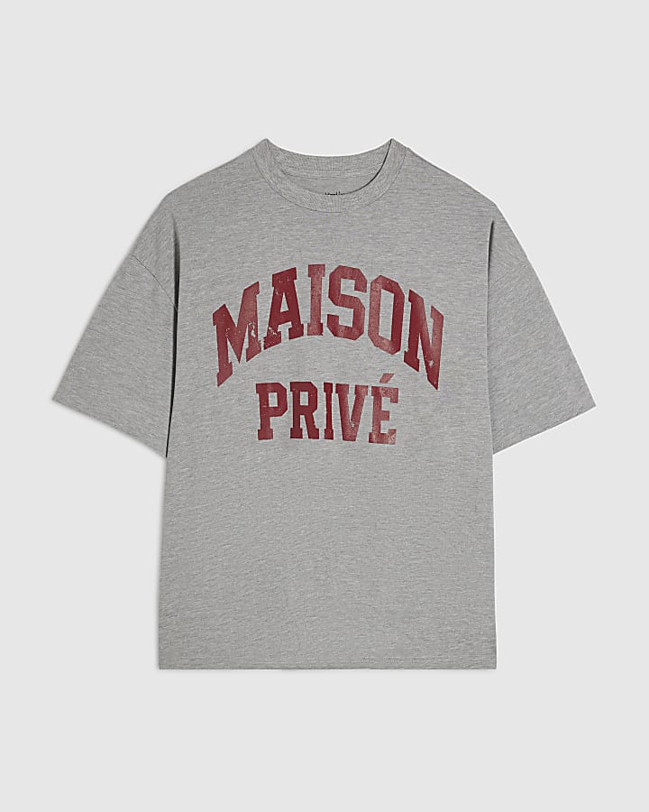 Grey Oversized Cotton Maison Prive T-Shirt
