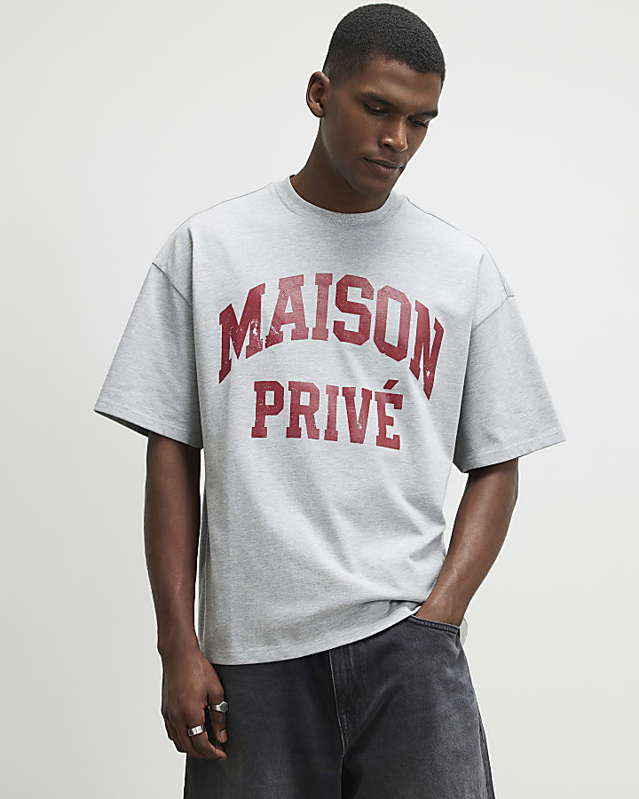 Grey Oversized Cotton Maison Prive T-Shirt