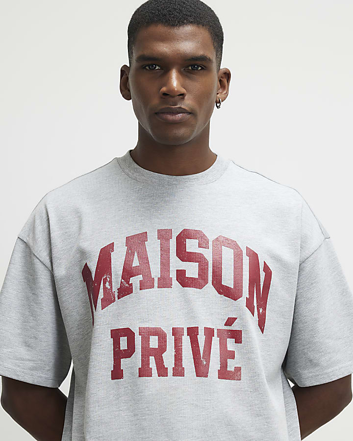 Grey Oversized Cotton Maison Prive T-Shirt