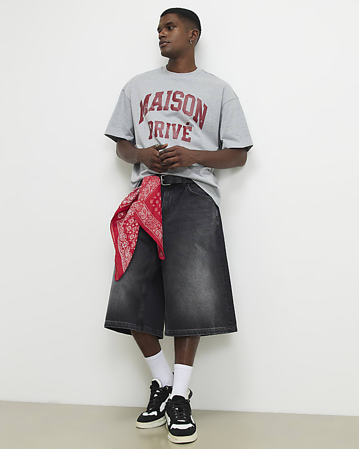 Grey Oversized Cotton Maison Prive T-Shirt