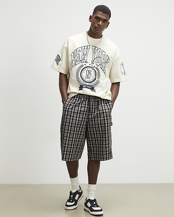 Cream Cotton New York Badge T-Shirt