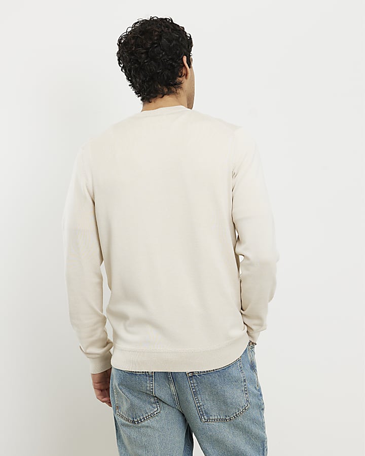 Cream Slim Fit Sweatshirt