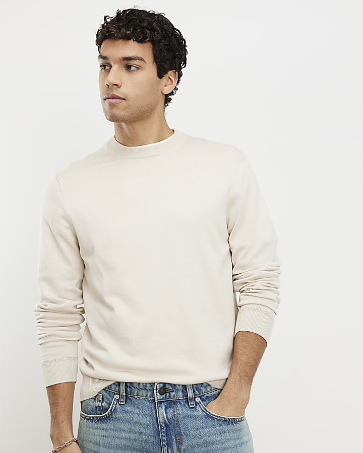 Cream Slim Fit Sweatshirt