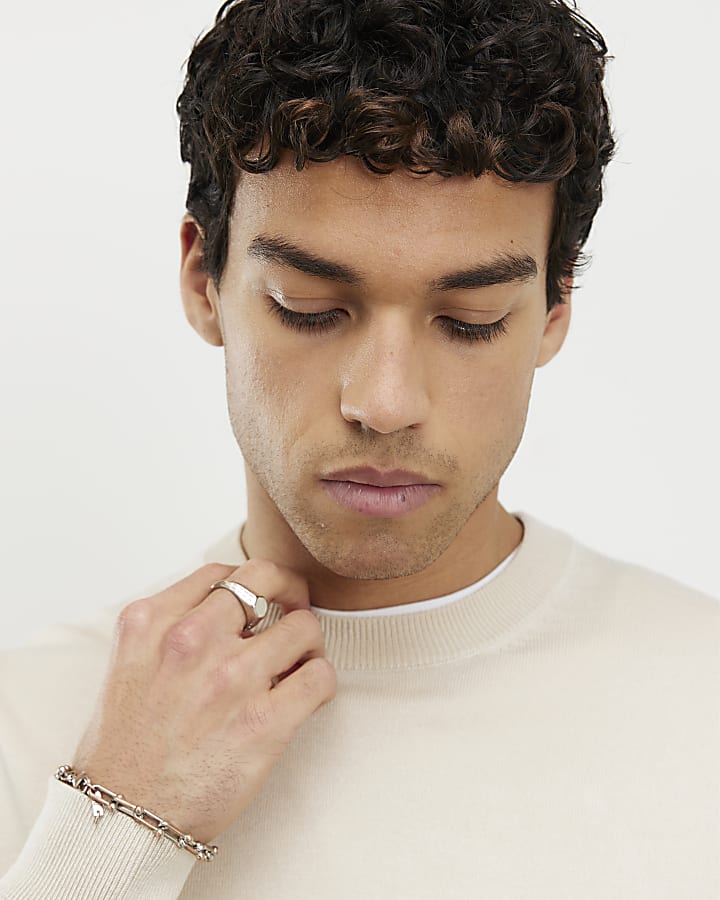 Cream Slim Fit Sweatshirt