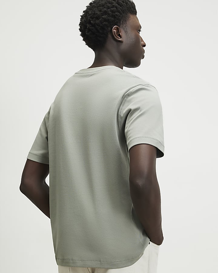 Khaki Slim Fit Cotton Blend T-Shirt