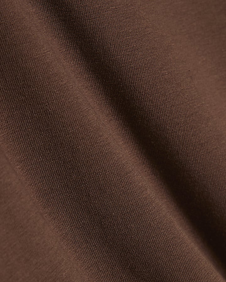 Brown Muscle Fit Cotton Blend Stretch T-Shirt