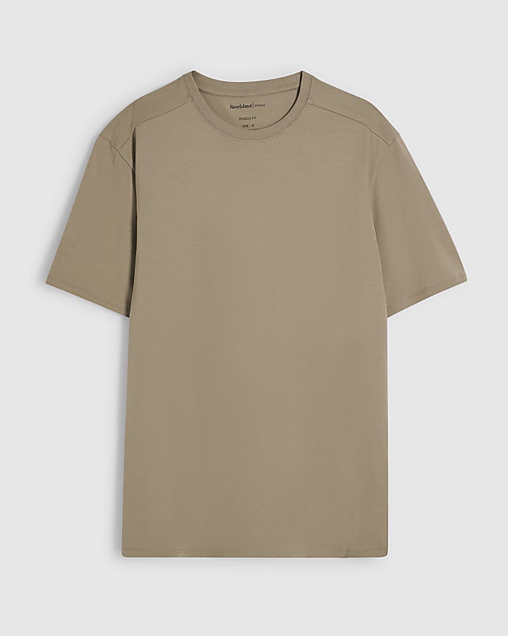 Grey Muscle Fit Cotton Stretch T-Shirt
