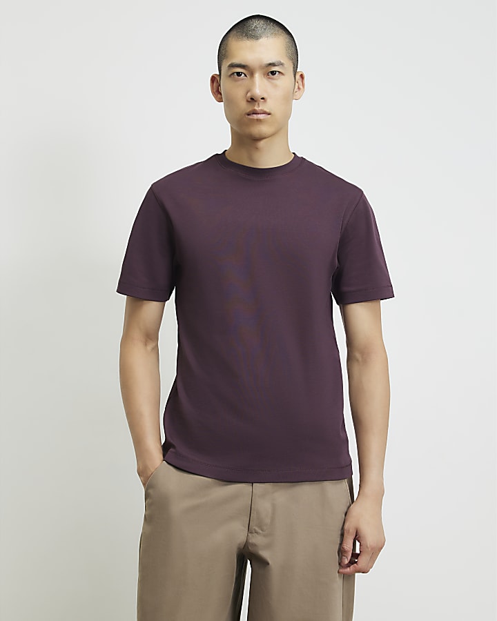 Burgundy Slim Fit Cotton T-Shirt
