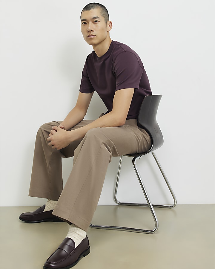 Burgundy Slim Fit Cotton T-Shirt