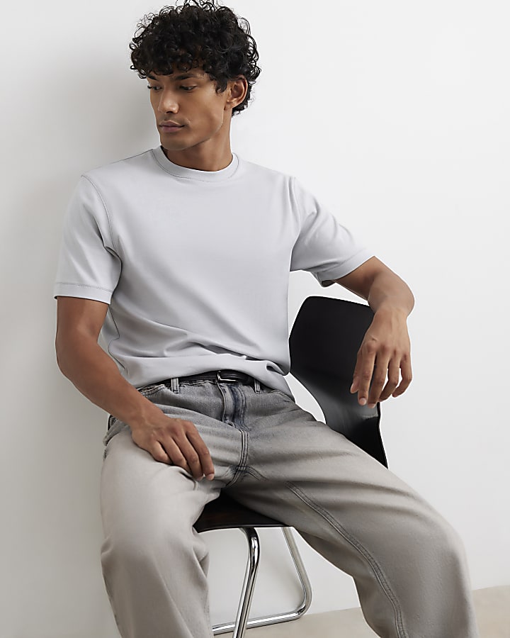 Grey Slim Fit Cotton T-Shirt