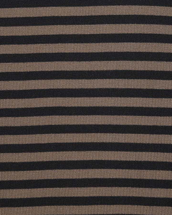 Brown Regular Fit Stripe T-Shirt