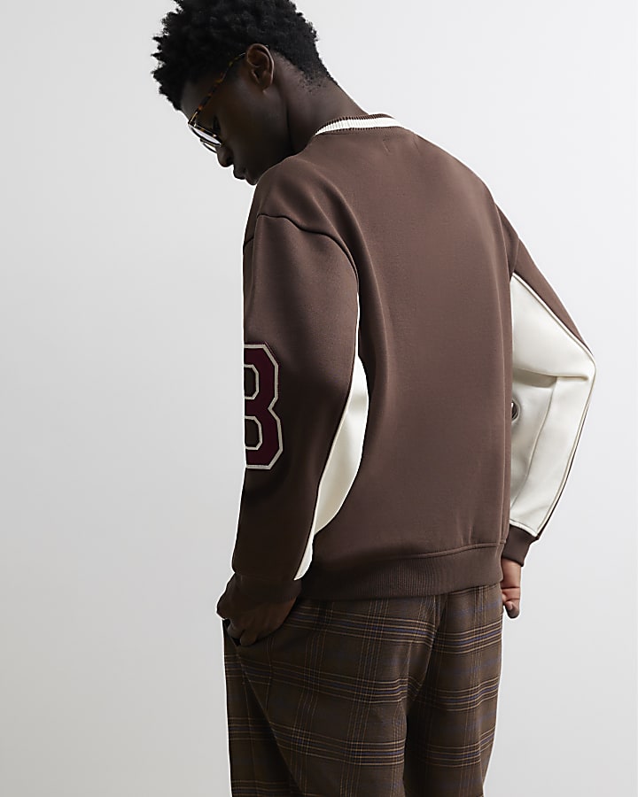 Brown Cotton Honore Sports Sweathshirt