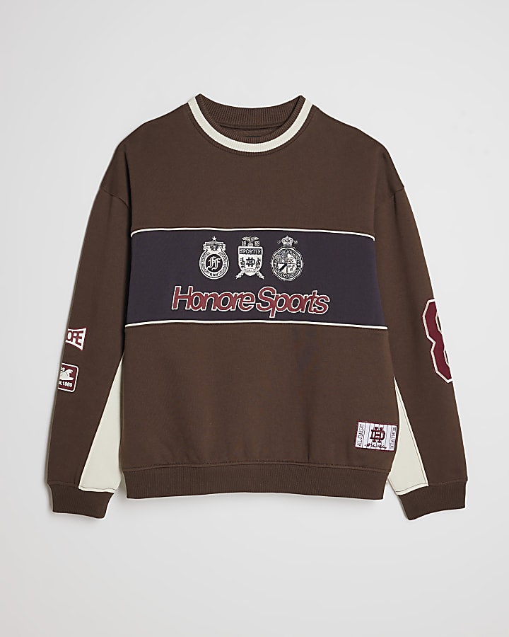 Brown Cotton Honore Sports Sweathshirt