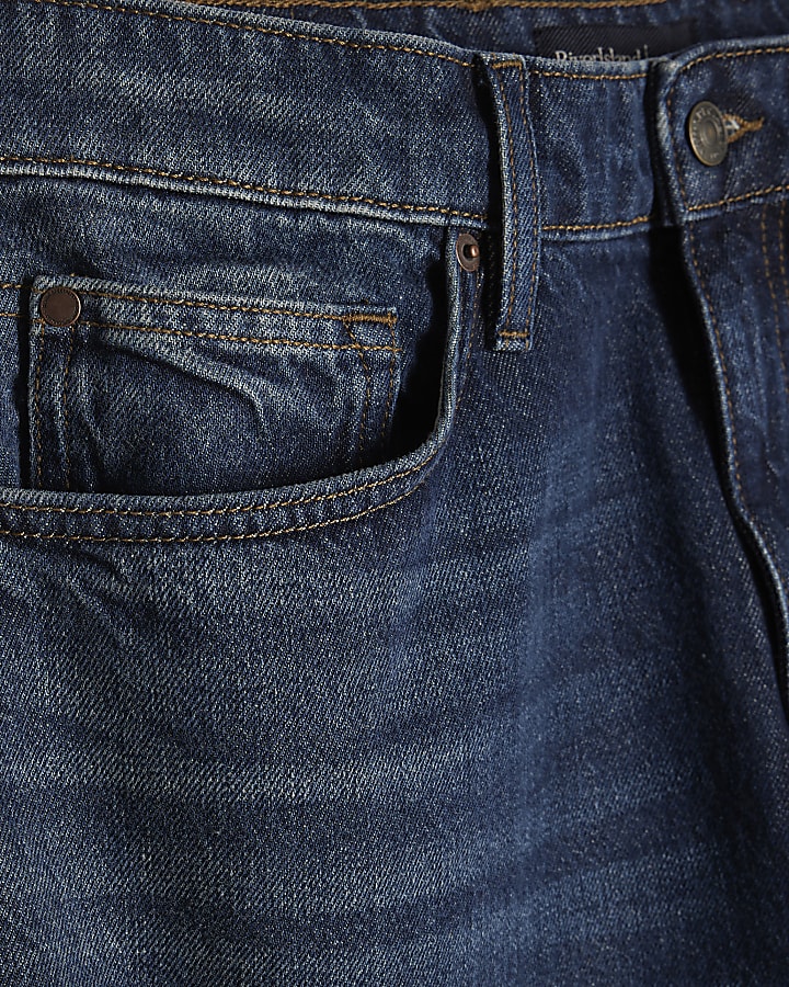 Blue Baggy Fit Embroidered Jeans