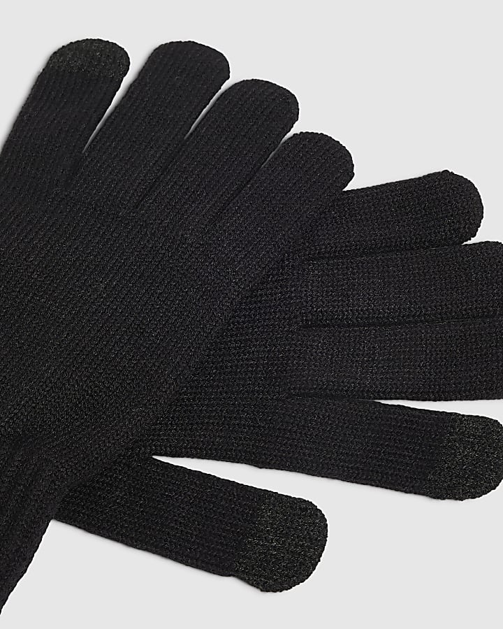 Black Knitted Gloves