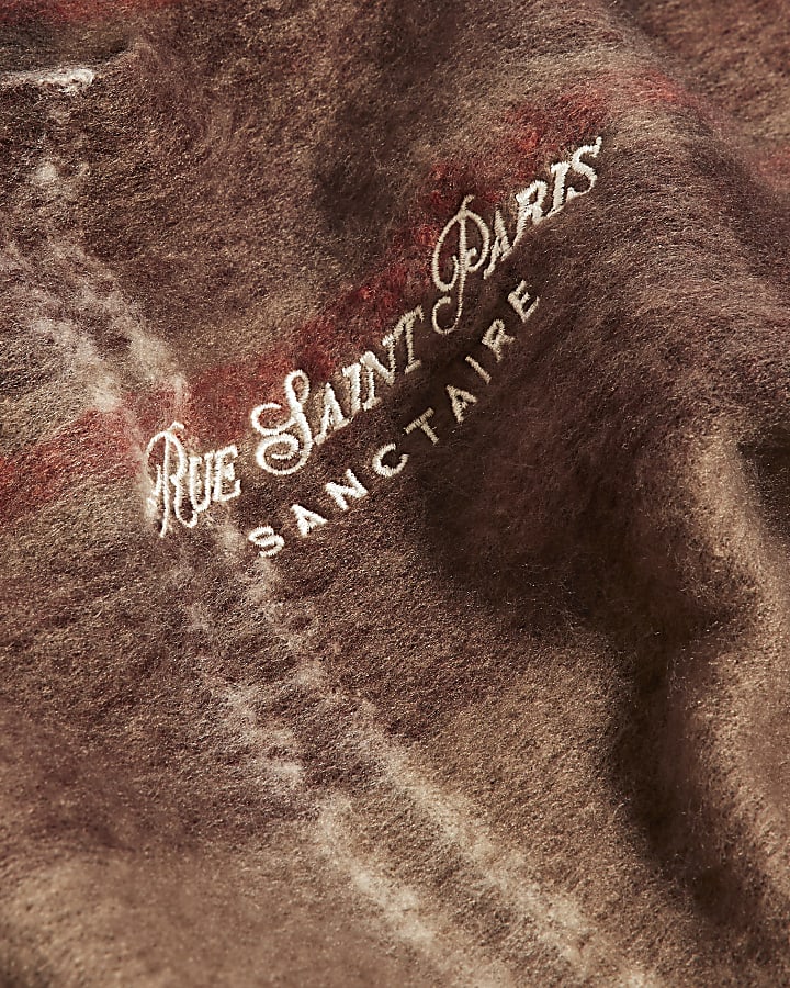 Brown Knit Check Soft Scarf
