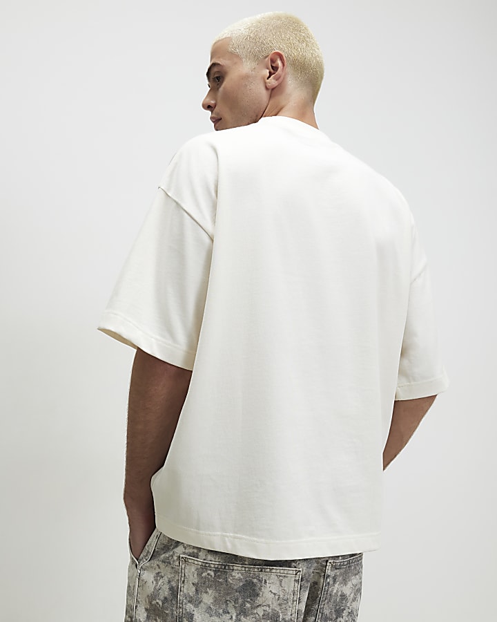 Cream Cotton Saint College T-Shirt