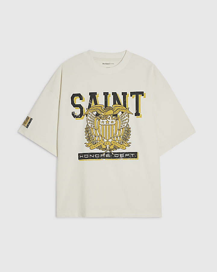 Cream Cotton Saint College T-Shirt