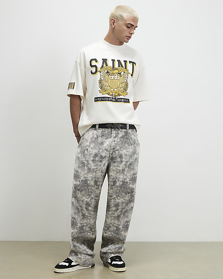 Cream Cotton Saint College T-Shirt