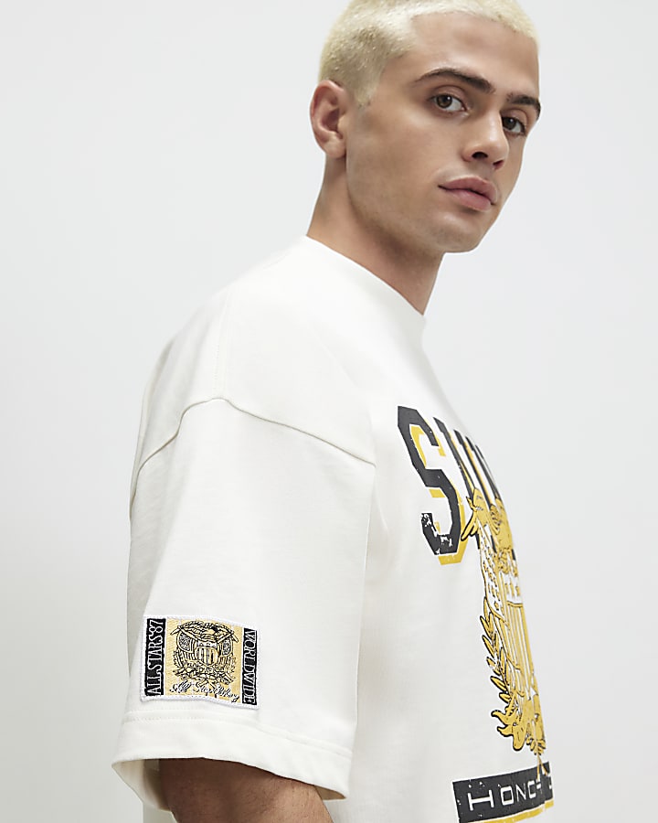 Cream Cotton Saint College T-Shirt