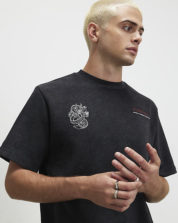 Black Cotton Kaminari Dragon T-Shirt