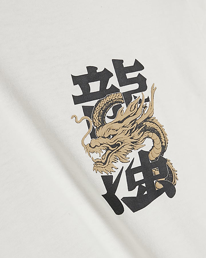 White Cotton Japanese Dragon T-Shirt