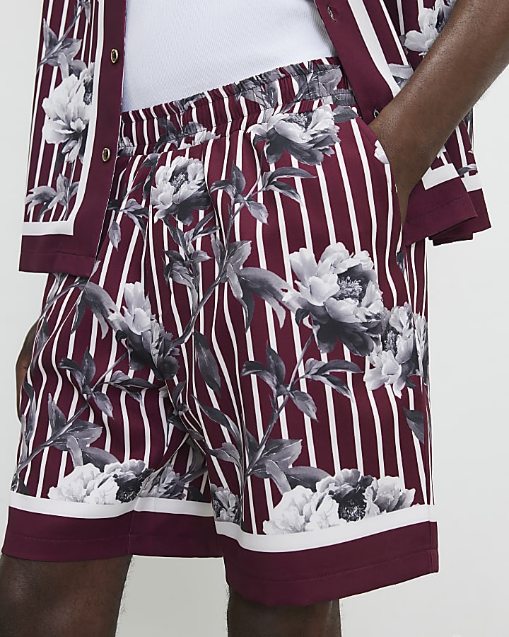 Red Floral Shorts