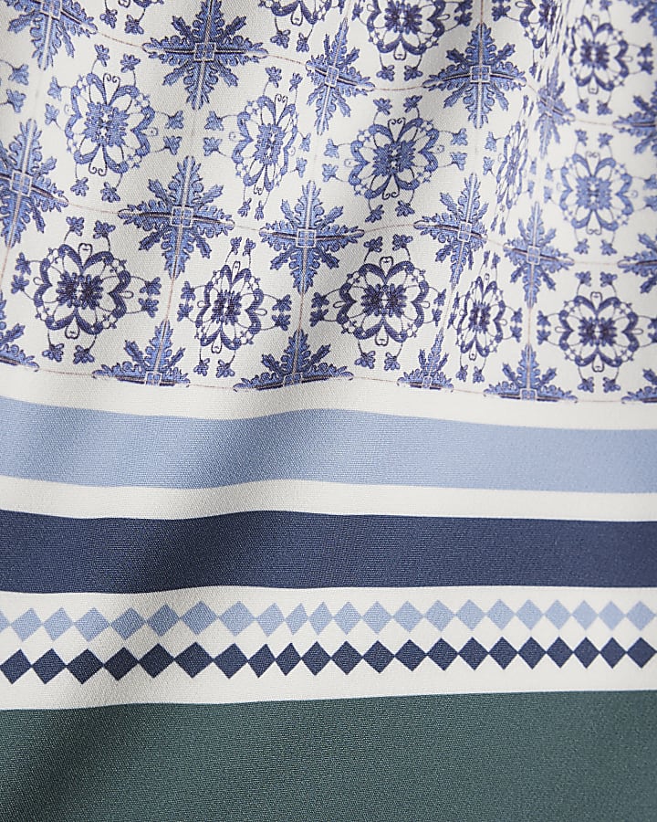 Blue Tile Print Shorts