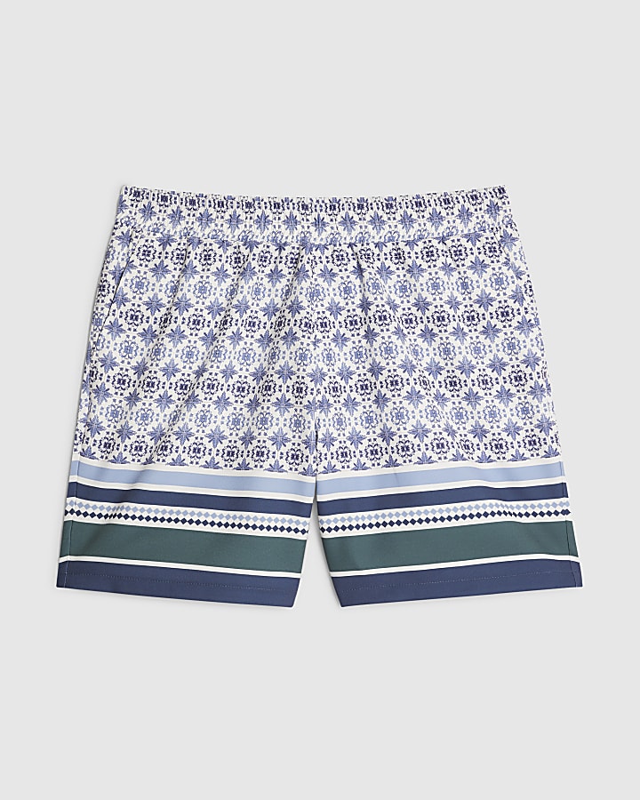 Blue Tile Print Shorts