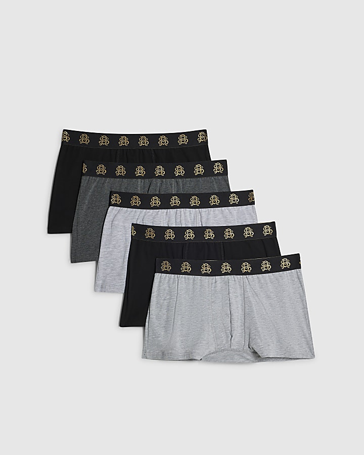 Black Baroque Waistband Pack Of 5 Trunks