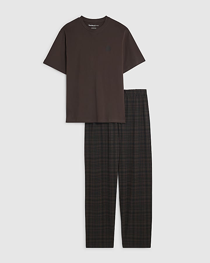 Brown Check Loungewear Set