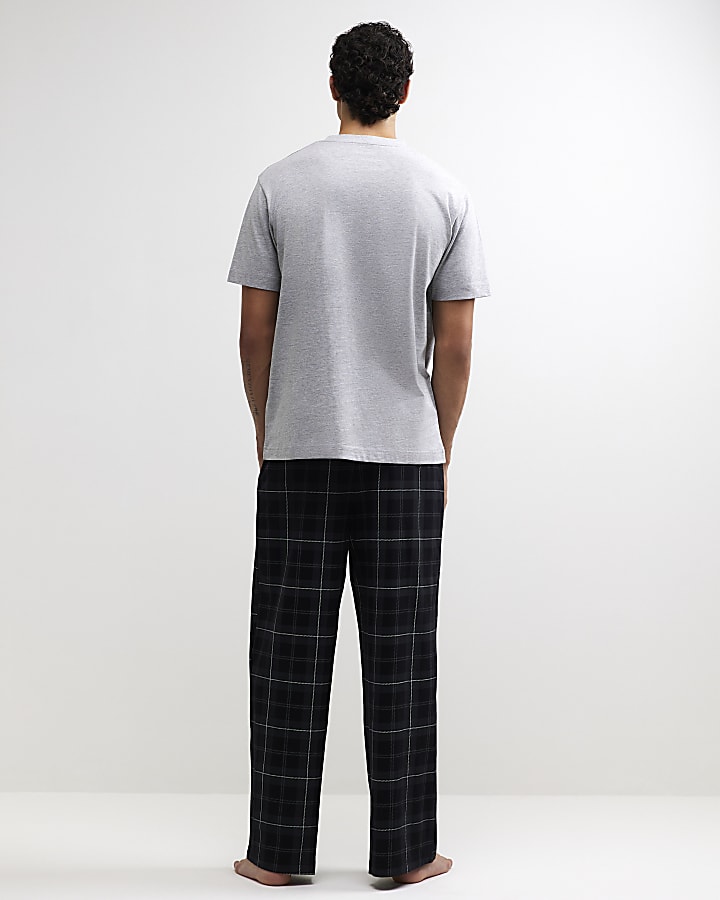 Grey Check Trousers Loungewear Set