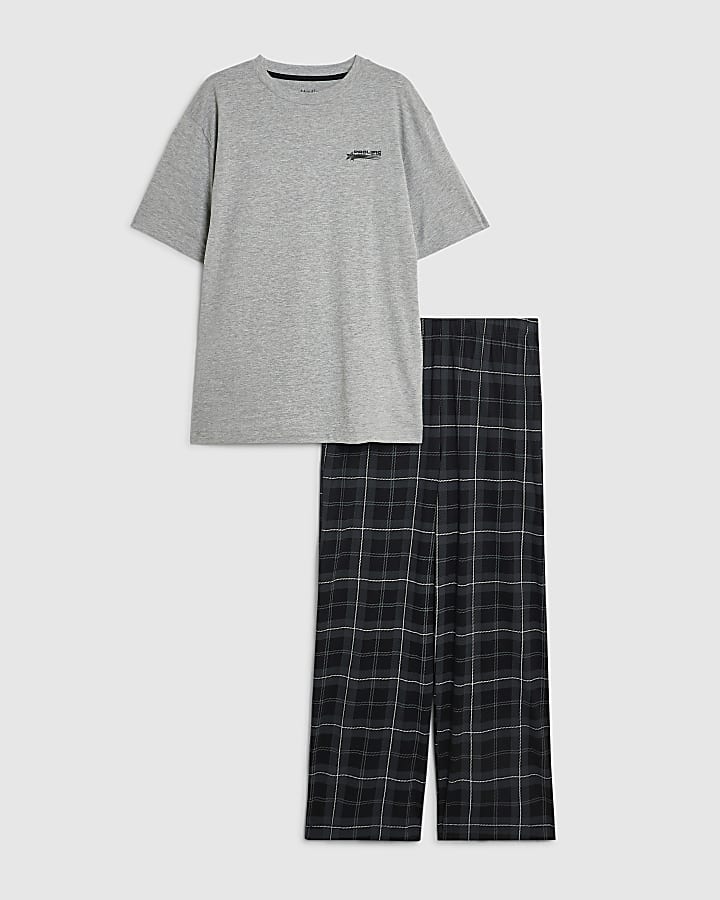 Grey Check Trousers Loungewear Set