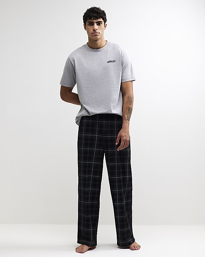 Grey Check Trousers Loungewear Set