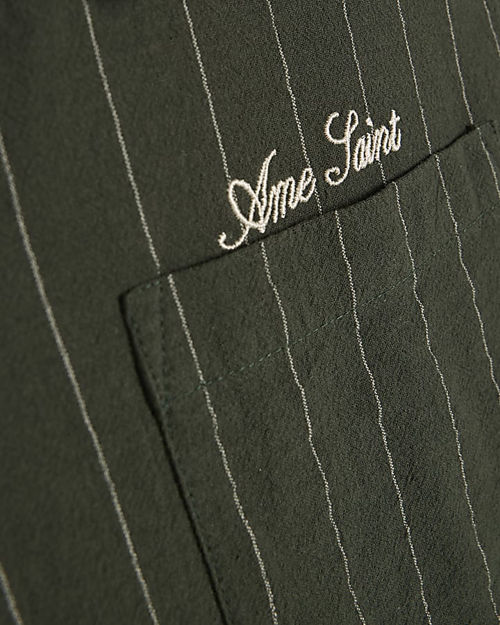 Green Regular Fit Stripe Shirt & Short Set