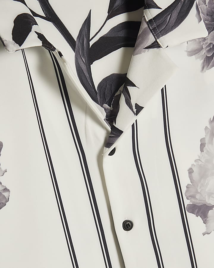 White Short Sleeve Floral Set