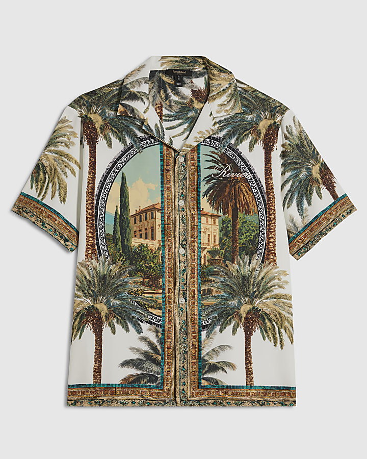 Green Palm Tree Print Shirt & Short Set