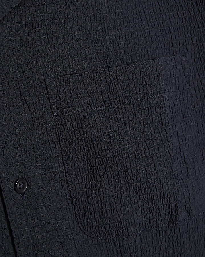 Navy Short Sleeve Regular Fit Seersucker set