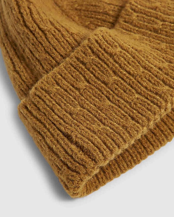 Yellow Cable Knit Beanie Hat